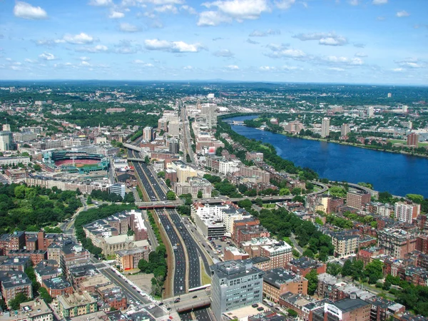Vista aérea de Boston Downtown Área — Foto de Stock