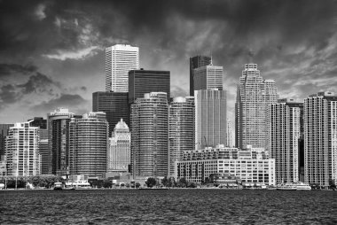 Dramatic black and white Sky over Sydney Skyscrapers clipart