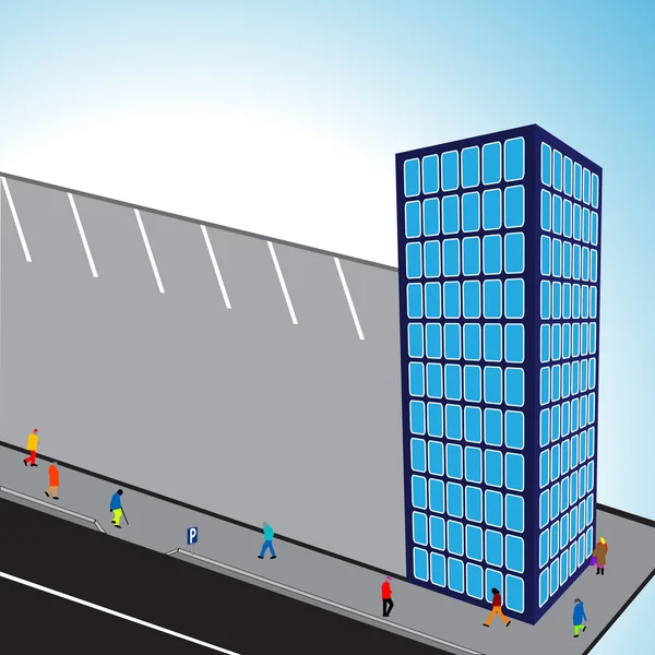 建物の 3 d の平たい箱 — ストックベクタ