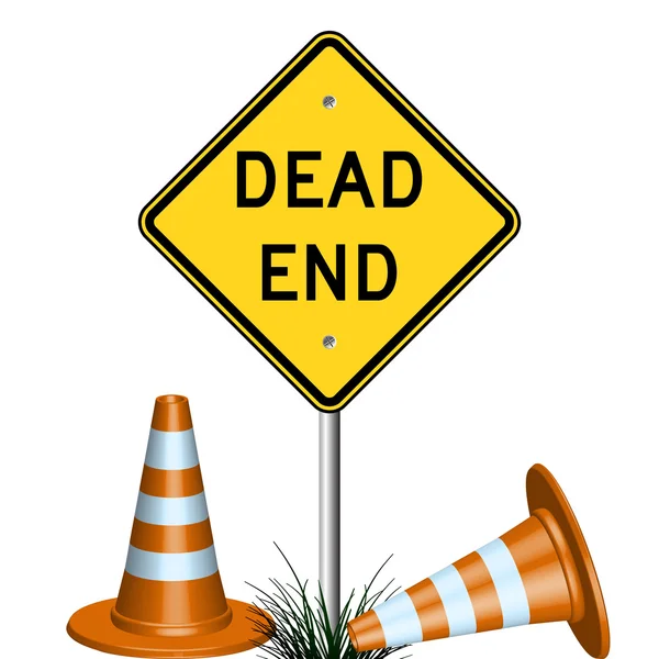 Знак мертвого кінця і трава — стоковий вектор