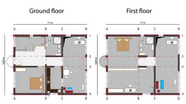 Схема домашнего дизайна — стоковый вектор