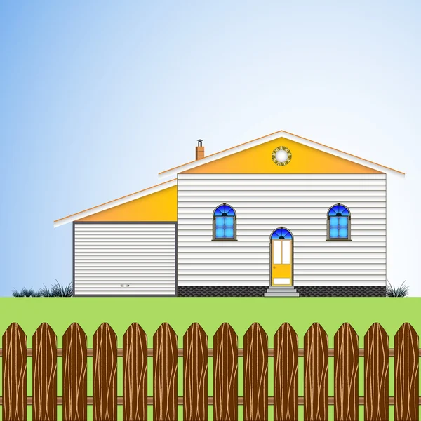 Casa con cortile — Vettoriale Stock