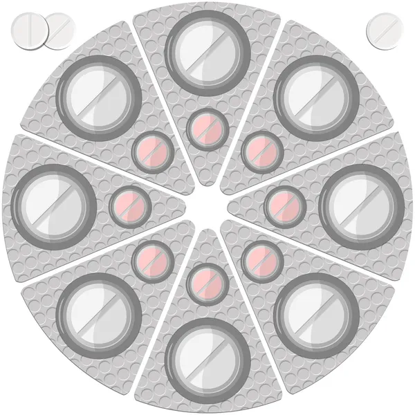 Comprimés dans une plaquette thermoformée ronde — Image vectorielle