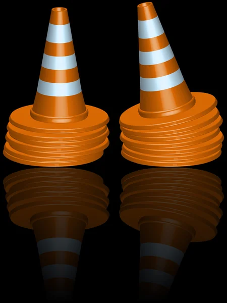 Traffic cones piles — Stock Vector