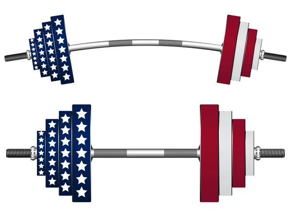 Amerikai zászló a súlyok — Stock Vector