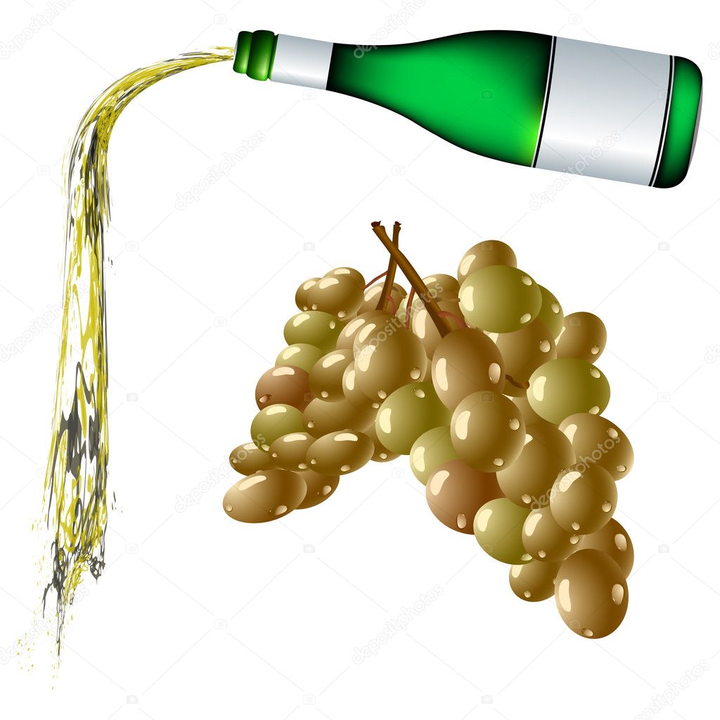 Pouring wine and grapes