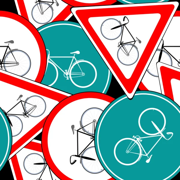 Bike traffic signs pattern — Stock Vector