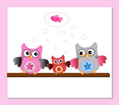 Little sweet owls family clipart