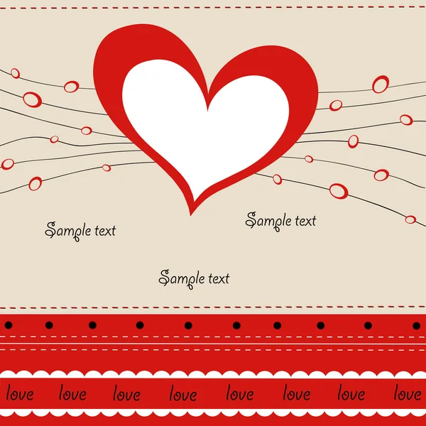 Carte de vœux vectorielle avec coeur — Image vectorielle