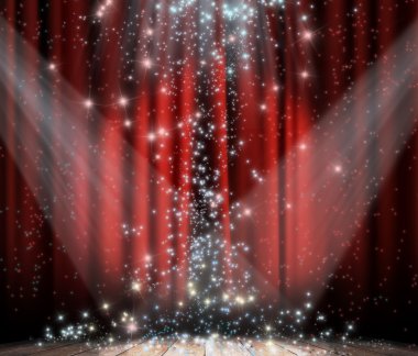 Red curtain with star clipart