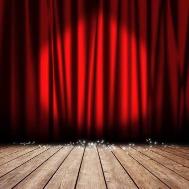 Stage red curtain clipart