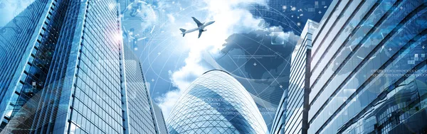 Banner de arranha-céus futurista de negócios — Fotografia de Stock