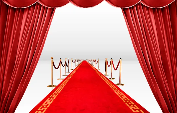 Red curatin and carpet — Stock Photo, Image