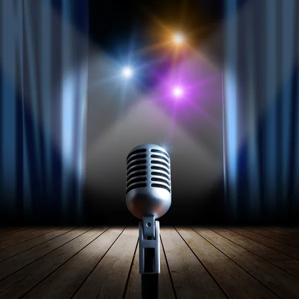 Stage and retro microphone — Stock Photo, Image
