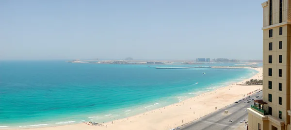 Vista panorámica de Jumeirah Palm isla artificial, Dubai, Emiratos Árabes Unidos — Foto de Stock