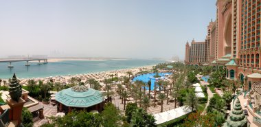 Panorama of Atlantis the Palm hotel's beach, Dubai, UAE clipart