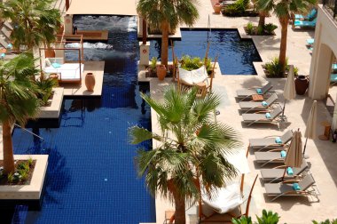 Swimming pool at the luxury hotel, Saadiyat island, Abu Dhabi, U clipart