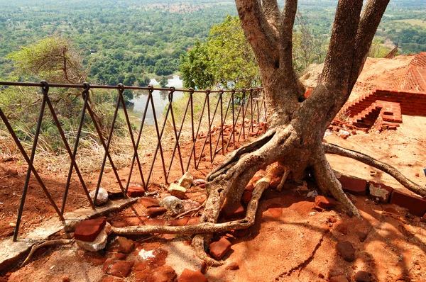 Der blick vom sigiriya (löwenfelsen) ist eine uralte felsenfestung — Stockfoto