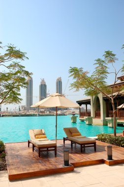 Recreation area at luxury hotel in Dubai downtown, UAE clipart