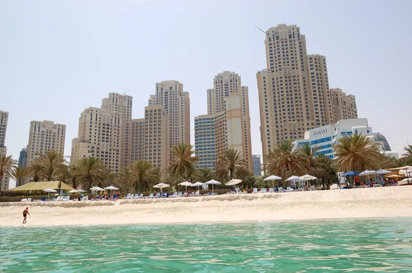 Praia do hotel de luxo, Jumeirah, Dubai, Emirados Árabes Unidos — Fotografia de Stock