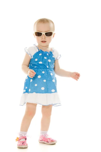 Дитина в сонцезахисних окулярах, ізольована — стокове фото