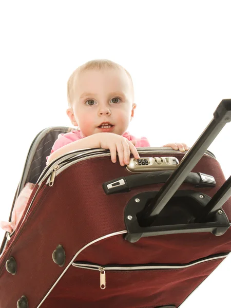 分離したスーツケースの中の美しい赤ちゃん — ストック写真