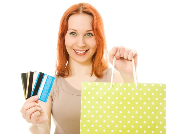 クレジット カードやショッピング女性. — ストック写真