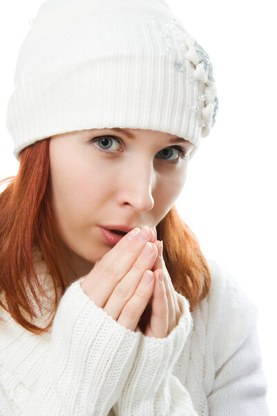 Beautiful woman in warm clothing