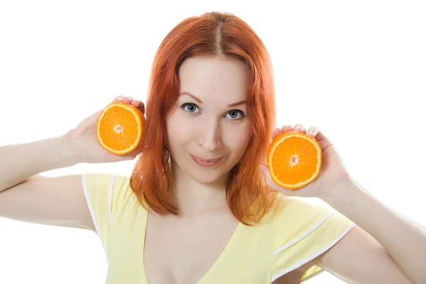 Stock image Young woman with oranges