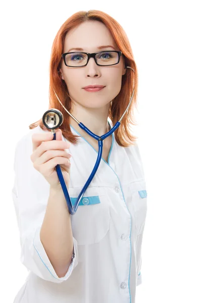Atraktivní doktor se stetoskopem — Stock fotografie