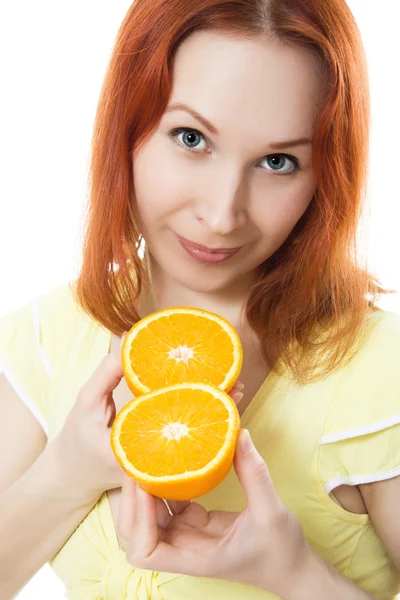 Jovem com laranjas — Fotografia de Stock