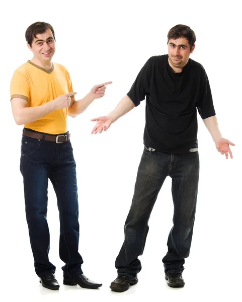 stock image Two men with a happy and sad