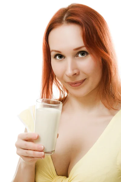 Femme buvant du lait — Photo