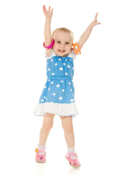 Kislány felemelte a kezét — Stock Fotó