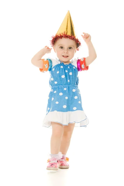 The little girl in hat is dancing — Stock Photo, Image