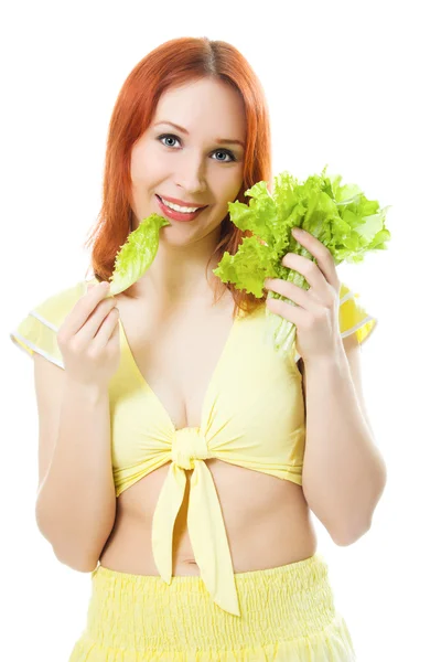 Attractive woman with a salad in his hand — Stock Photo, Image