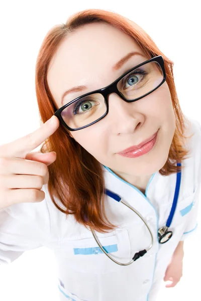 Engraçado jovem médico feminino — Fotografia de Stock