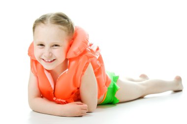 Young girl with lifejacket clipart