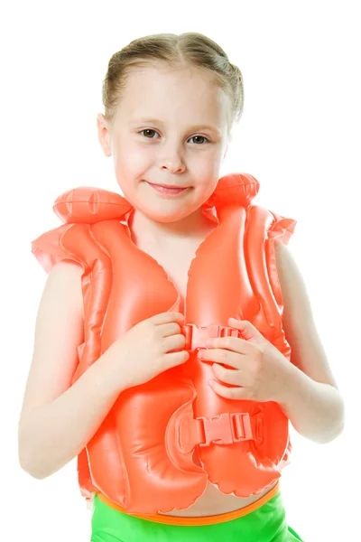 Giovane ragazza con giubbotto di salvataggio — Foto Stock