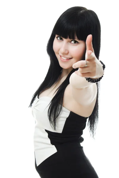 Beautiful woman shows you gesture — Stock Photo, Image