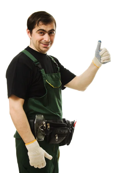Travailleur masculin avec outils — Photo