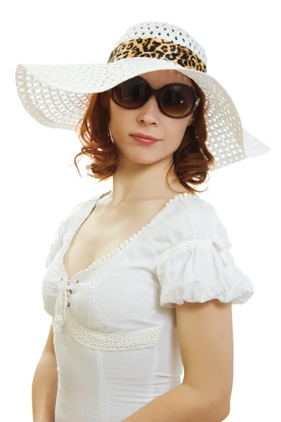 Glad vacker sexig ung kvinna i solglasögon — Stockfoto