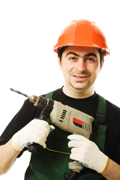 Manliga arbetare med en elektrisk hålen — Stockfoto
