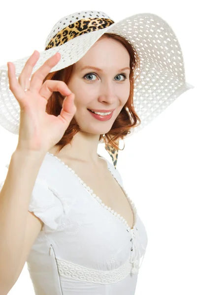 Schöne sexy junge Frau im weißen Kleid — Stockfoto