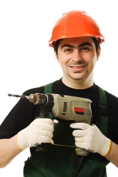 電気の dril 男性労働者 — ストック写真