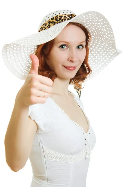 A fehér ruha gyönyörű szexi fiatal nő — Stock Fotó