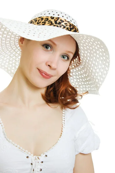 Mooie sexy jonge vrouw in witte jurk — Stockfoto