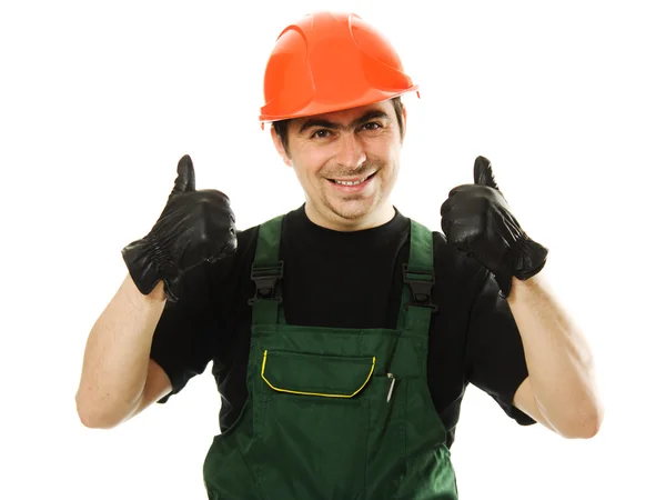 Trabalhador masculino com broca elétrica — Fotografia de Stock