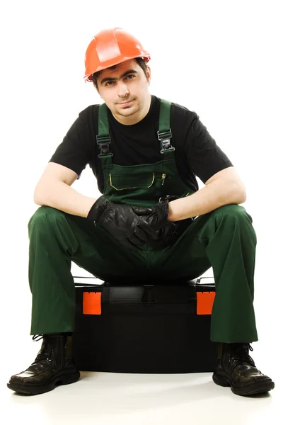 Service man dragen in helm — Stockfoto