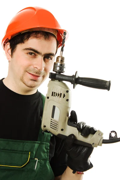 Male worker with an electric dril Stock Image